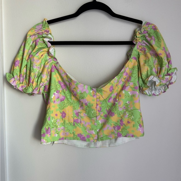 Floral Puff Sleeve Crop Top - Picture 5 of 6